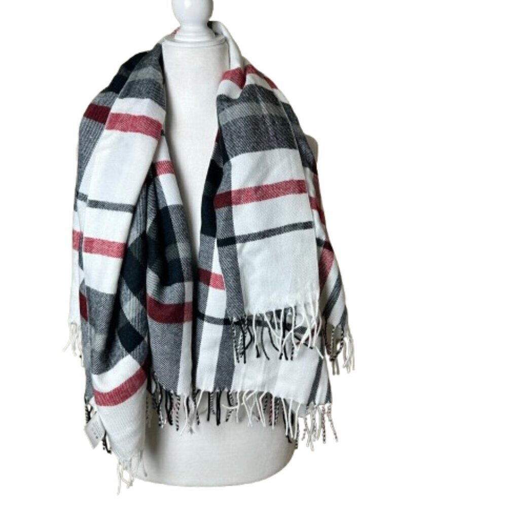 NWOT Rothschilds Boutique The 8urberry Style Plaid Tassel Scarf Super Soft Large